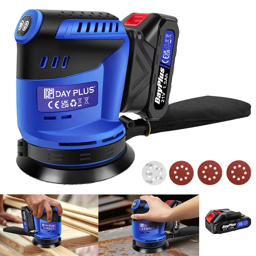 21V Cordless Orbital Sander with 1X 1.5Ah Battery & Charger,3-Speed Control
